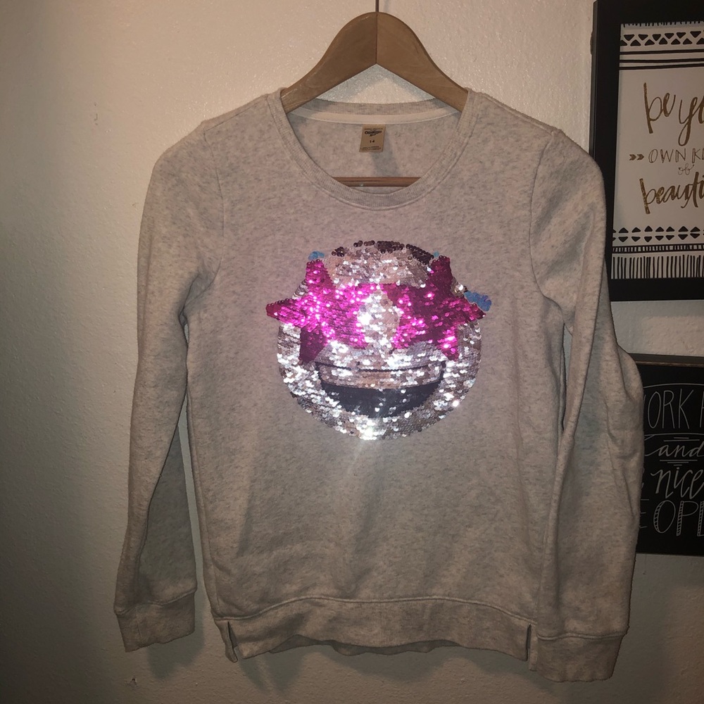 Girls grey sequined sweater